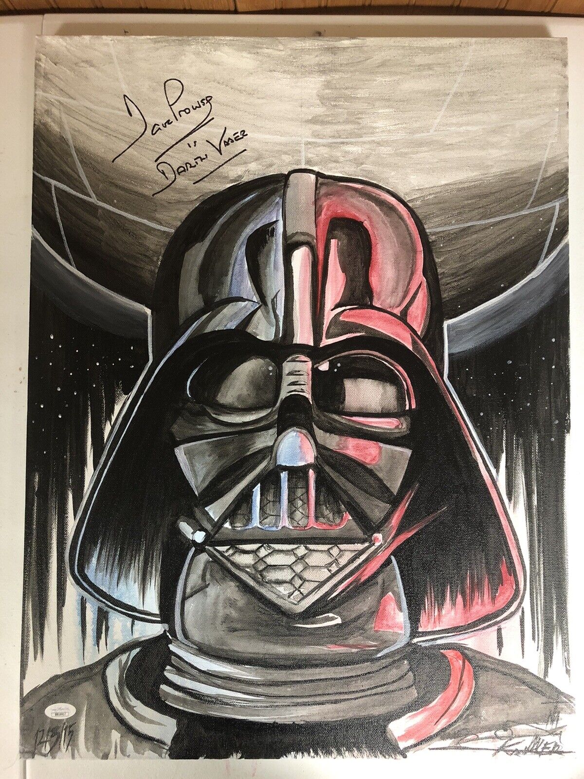 STAR WARS DARTH VADER DAVID PROWSE SIGNED AUTOGRAPHED CANVAS JSA LOA # BB10917