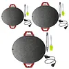 Smokeless Electric BBQ Grill Baking Trays with Handles Removable Grilling Plate 12/14/16in Round Nonstick Cooking Griddle Pan for Steaks Burgers Pancakes