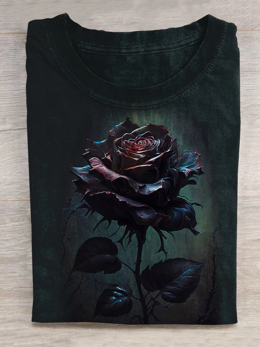 Unisex Halloween Vintage Rose Artistic T-shirt