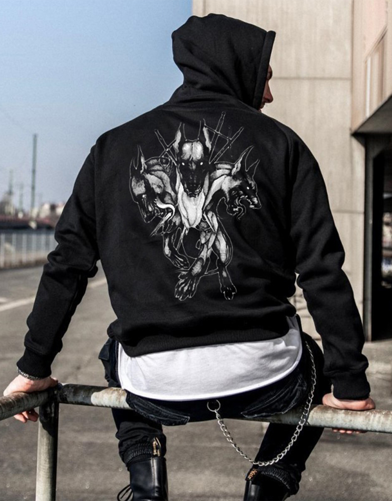 Hellhound Print Hoodie / TECHWEAR CLUB / Techwear