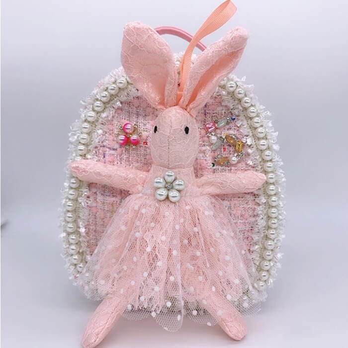 Mini Children Backpack Purse with Stuffed Bunny Gift for Girls