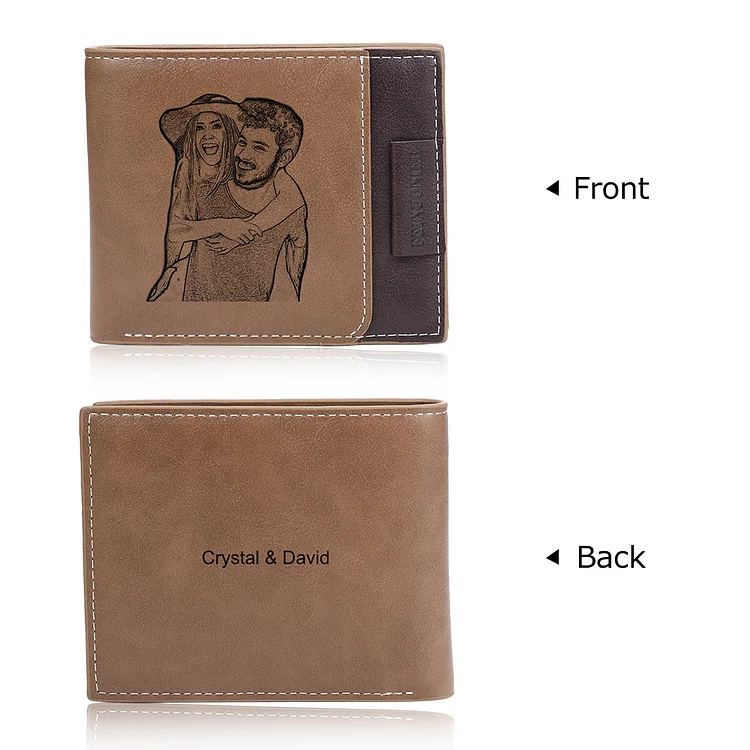 Benutzerdefinierte Foto & Text Geldbörse - Leder Brieftasche für Männer