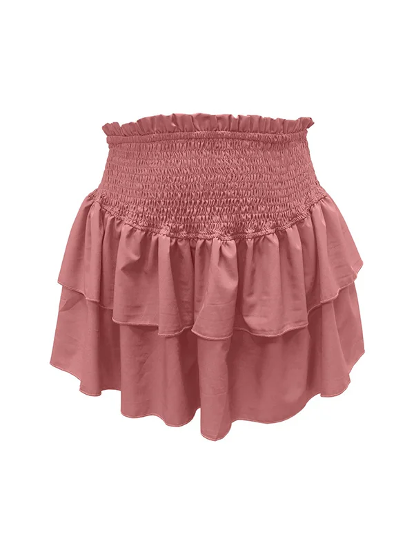Split-Joint Solid Color Pleated Loose Skirts