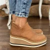 2024 Fashion Women Short Boots Round Toe High Top Platform Wedges Retro Booties Soft Leather Zipper Comfortable Ankle Boots for Woman(🎁Christmas Hot Sale🎁)