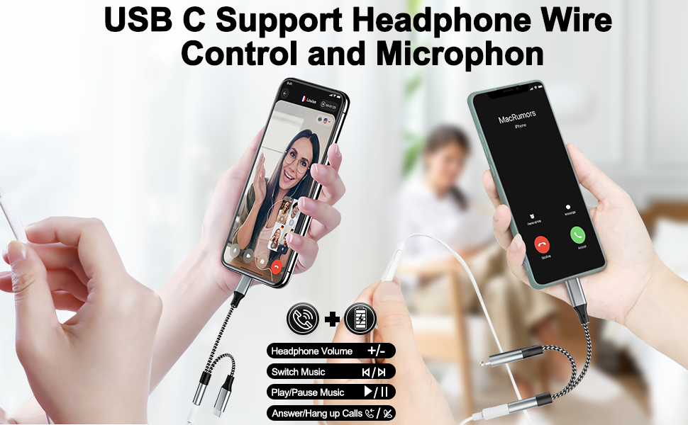 This headphone adapter can answer or hang up calls, adjust volume, and switch songs.