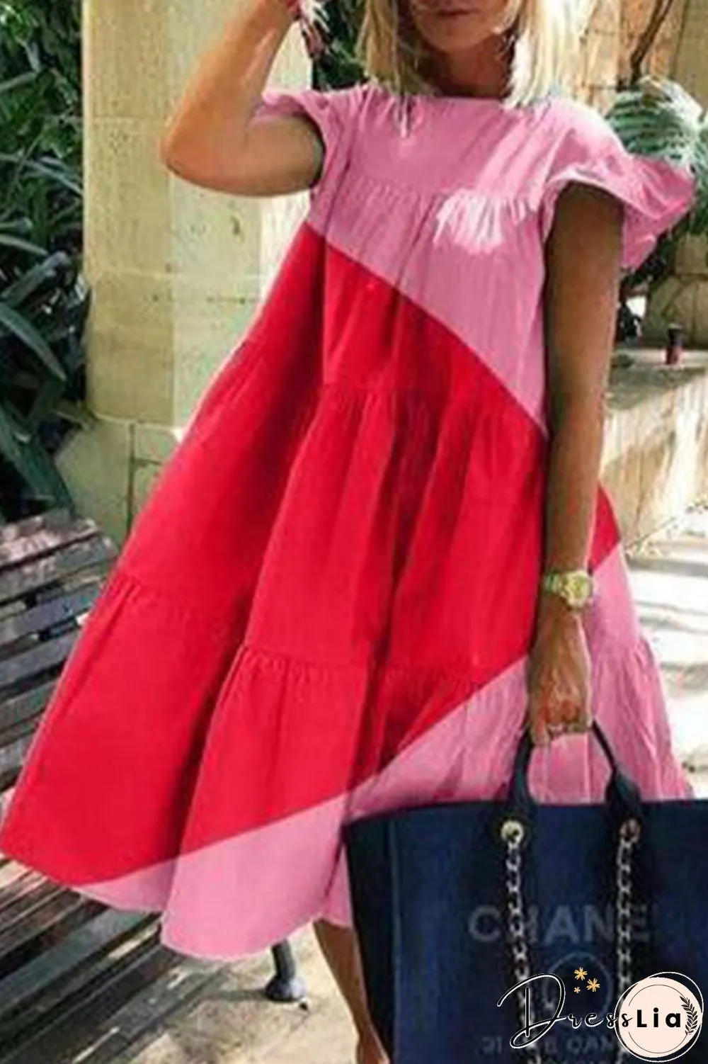 Fashion Casual Solid Split Joint O Neck Princess Dresses(3 colors)