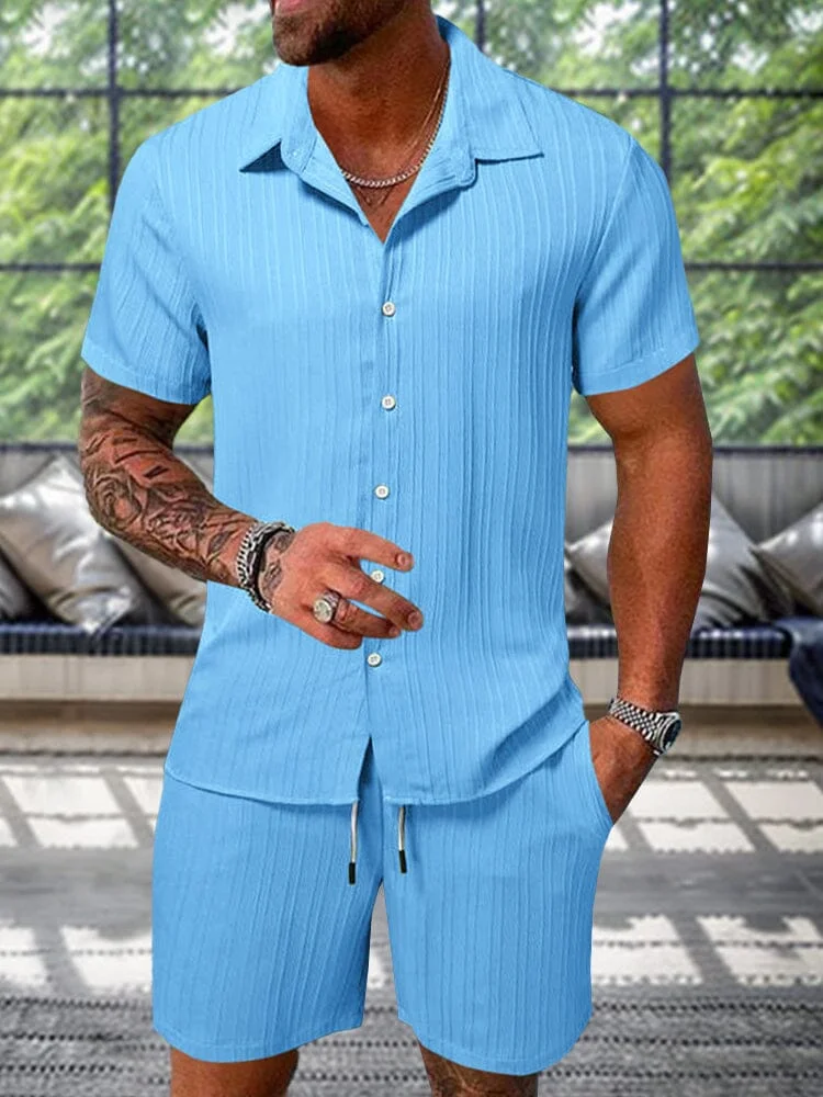 Leisure Textured Shirt Set QueenFunky