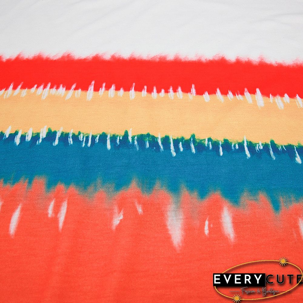 Orange Rainbow Ombre Long Sleeve Tops