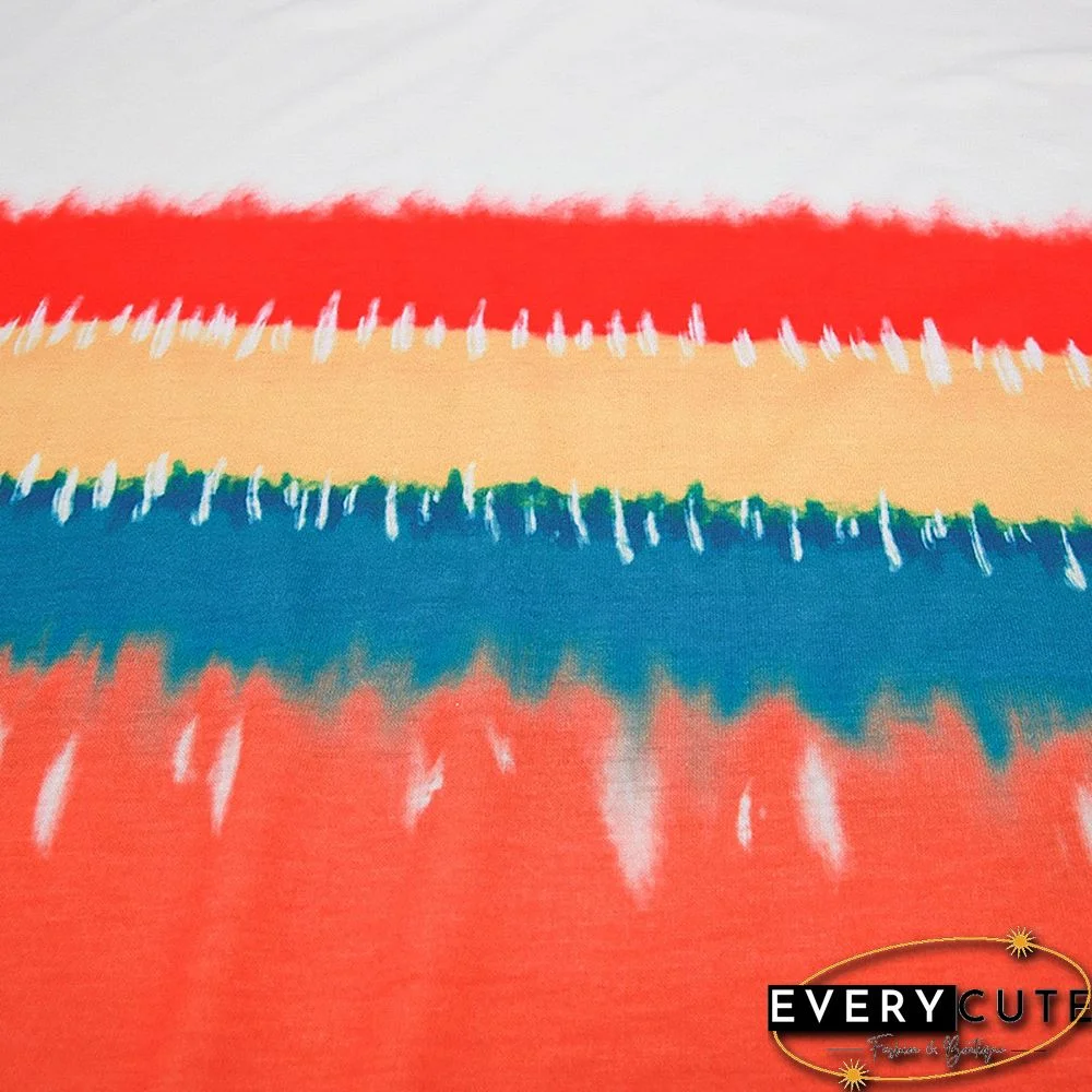 Orange Rainbow Ombre Long Sleeve Tops