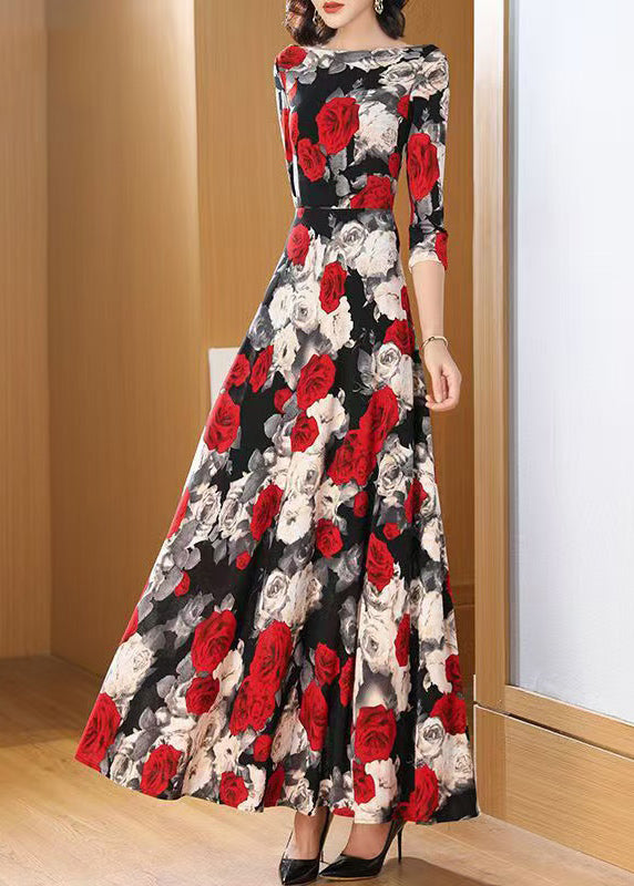 Vintage Floral Print Strap Dress Casual Sweet Style