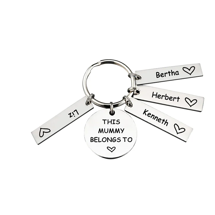 4 Names Personalized Charm Keychain This Mummy Belongs To Engrave Special Gift For Mother