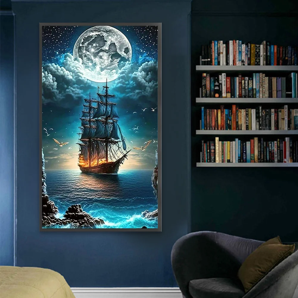 Partial AB Diamond Painting - Full Square Drill - Sailing Boat(Canvas|45*75cm)