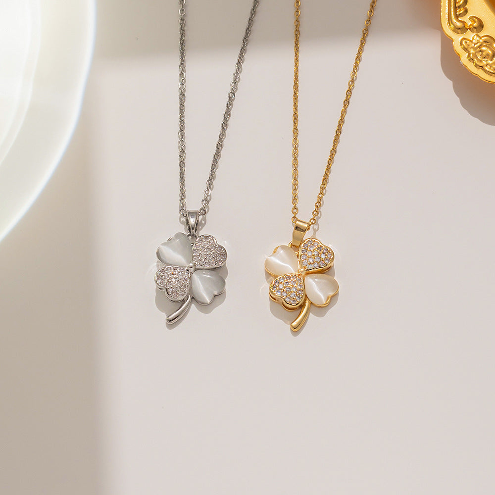 Korean Letter Text Number Titanium Steel 18K Gold Plated Necklaces