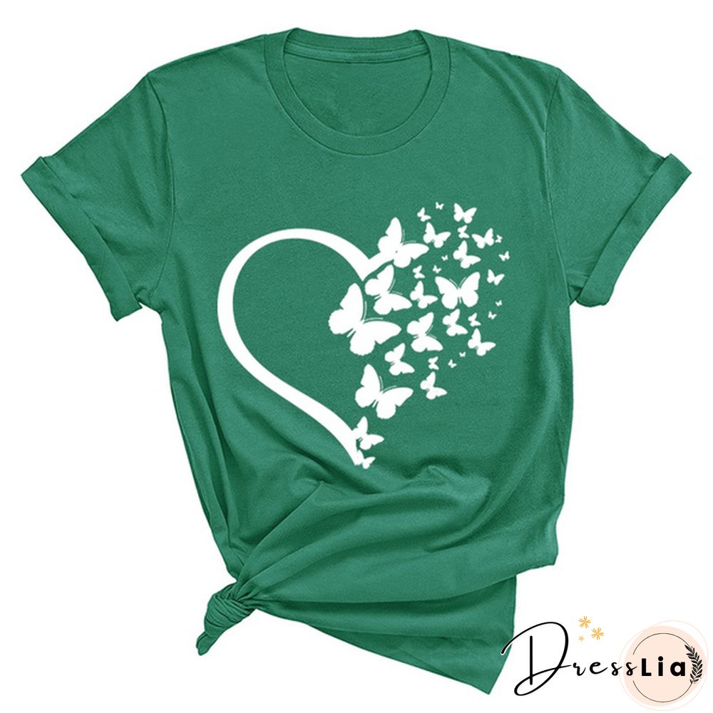 New Butterfly Print T Shirt Women Men Short Sleeve Tops Tees Summer Fashion Loose Casual T-Shirt