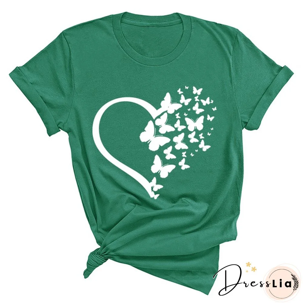 New Butterfly Print T Shirt Women Men Short Sleeve Tops Tees Summer Fashion Loose Casual T-Shirt
