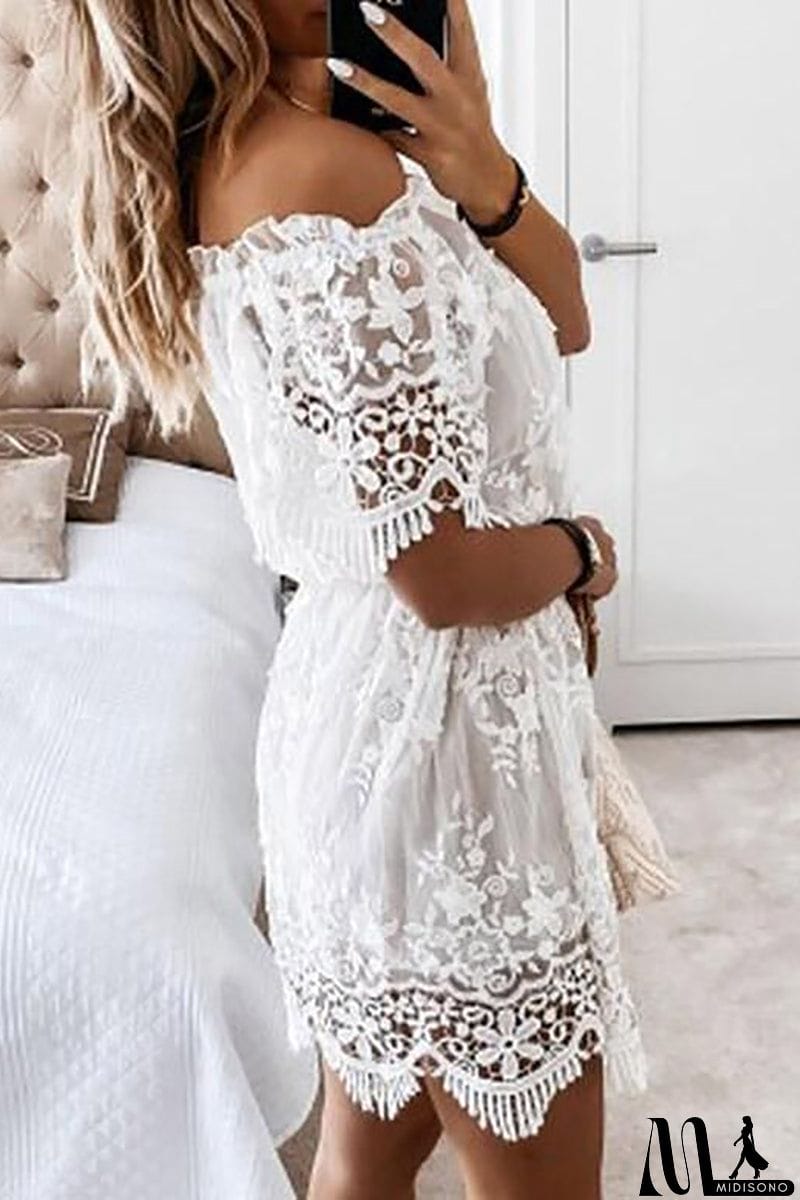 MidiSono - Off Shoulder Lace Mini Dress