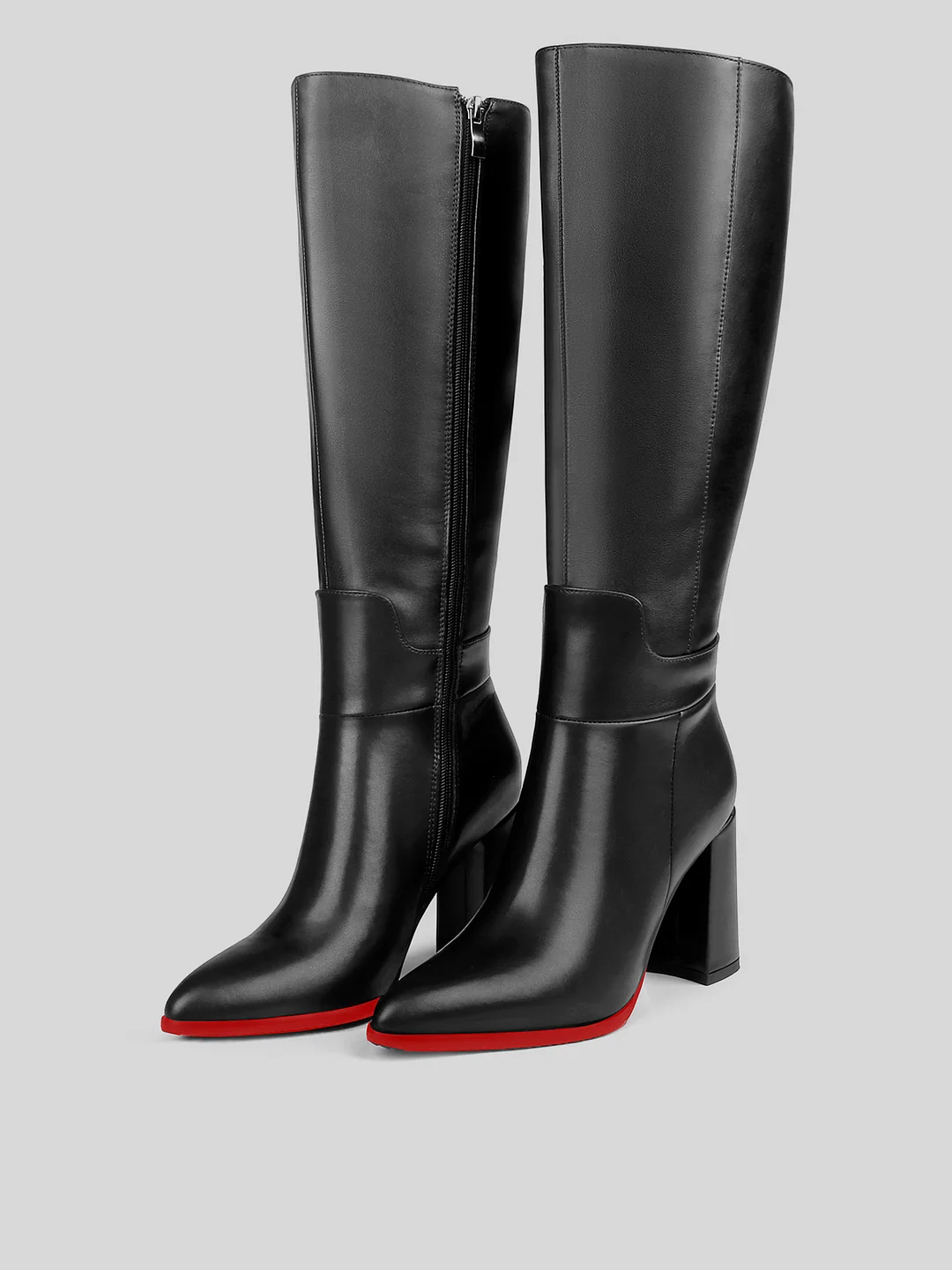 9.5cm/3.75 inch women's  Knee Red Bottom Genuine Leather High Heels  Boots