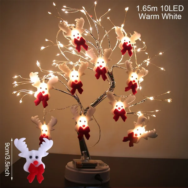 10 Leds 5.4Ft Christmas Snowman String Lights Waterproof Light Up String Lights Short Plush Lights For Christmas Decorations Christms Tree Light (Battery Operated)