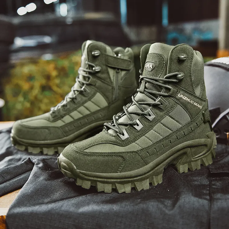 Men's Work Combat Boots Waterproof Non-Slip Warm Army Boots Work Boots (Thickened Version & Insulated Version)