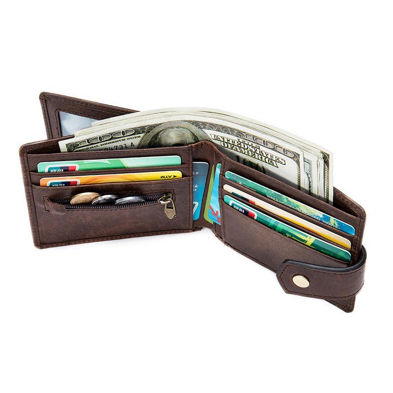 Anti-Scan Genuine Leather Currency Pocket Slip Pocket Coin Slot Lightweight Wallet