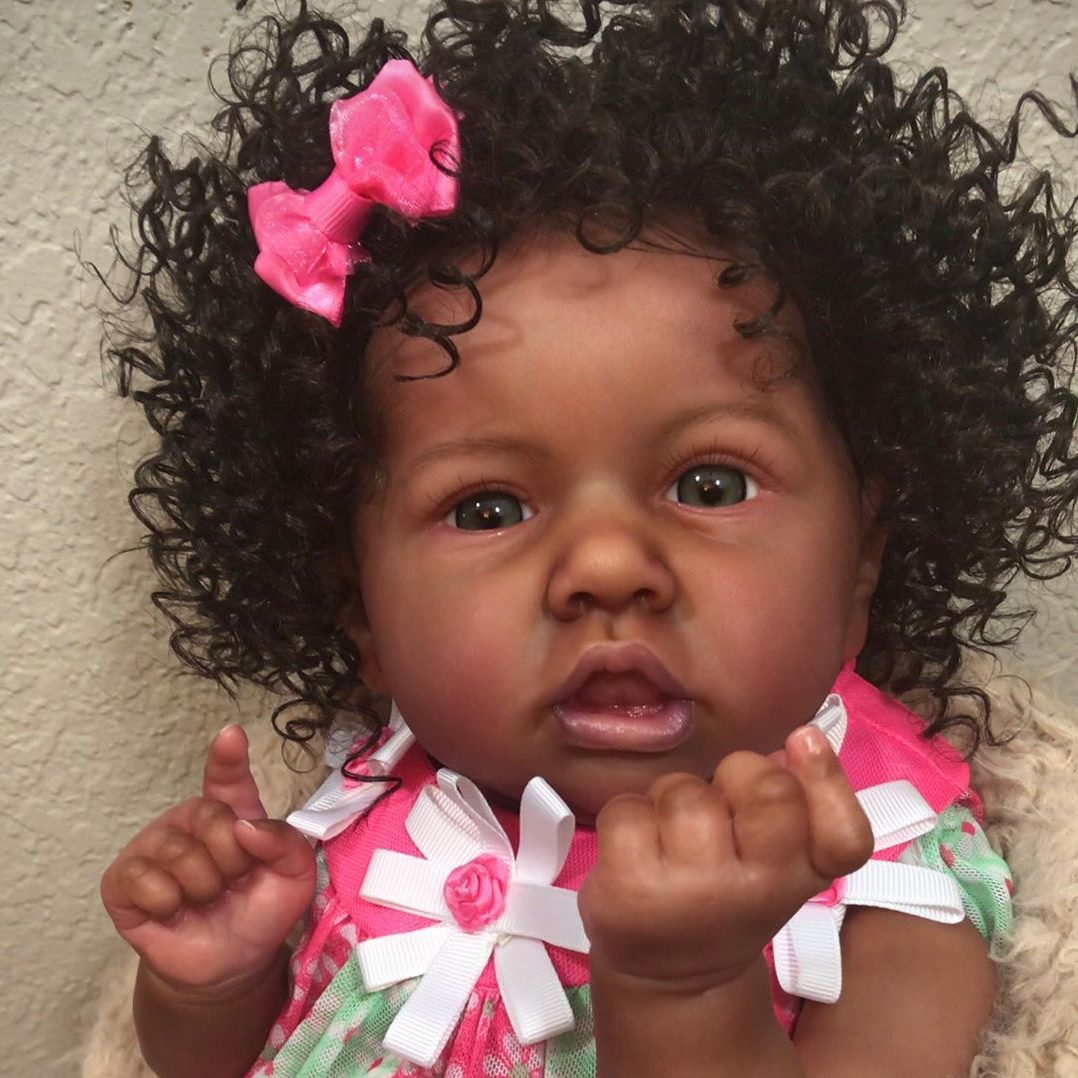 20'' Wright Lifelike Soft Black Reborn Baby Doll Girl with "Heartbeat" and Coos