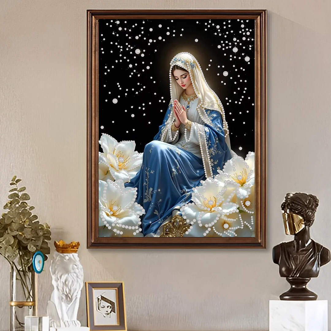 Virgin Mary DIY Pearl Painting Art Kit for Home Wall Decor 30x40cm Without Frame