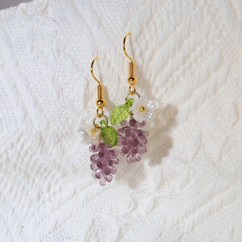 Popular Flower Earrings Chinese Advanced Color Creative Ear Hook Fresh Sweet Vitality Plant Pendant Jewelry