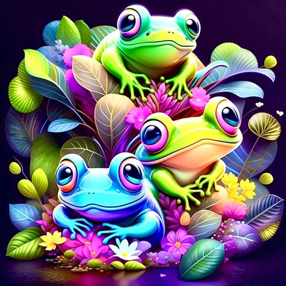 Three Little Frogs 30*30cm(canvas) full round drill diamond painting