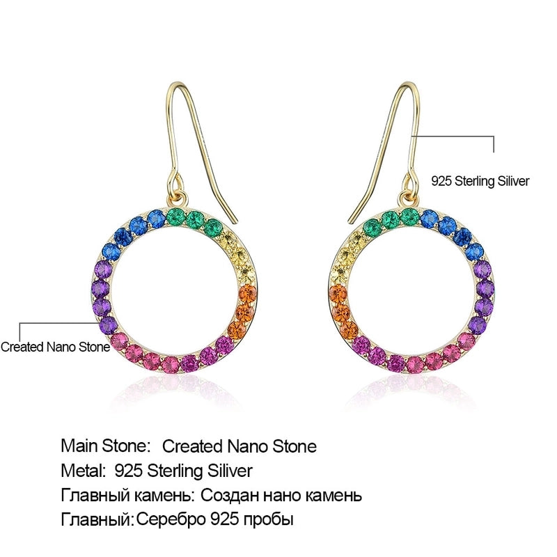 925 Sterling Silver Silver ZIRCON Round EARRINGS Stud Earrings