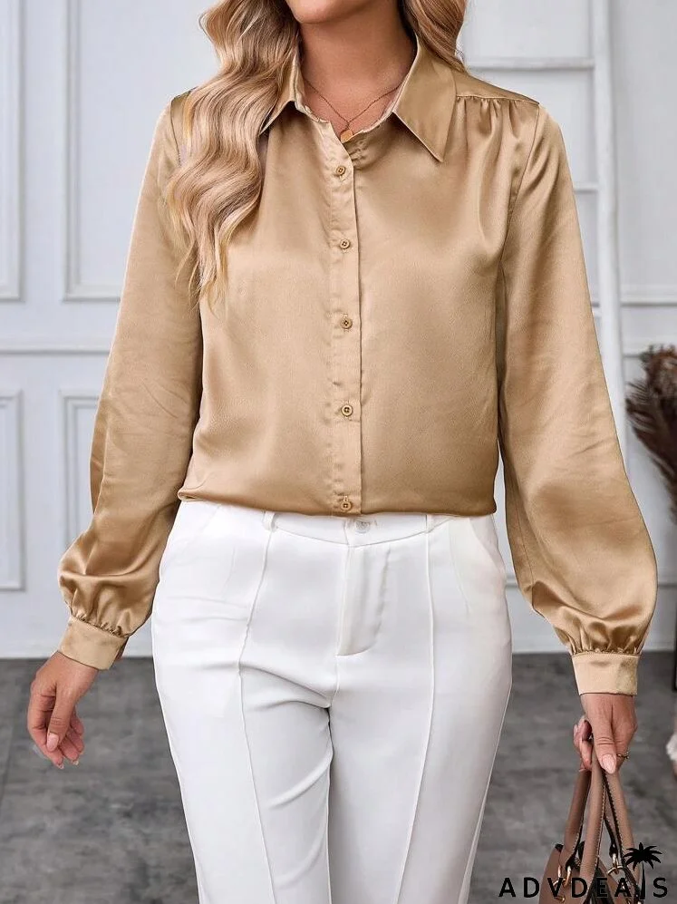 Women's Casual Solid Color Long Sleeve Blouse