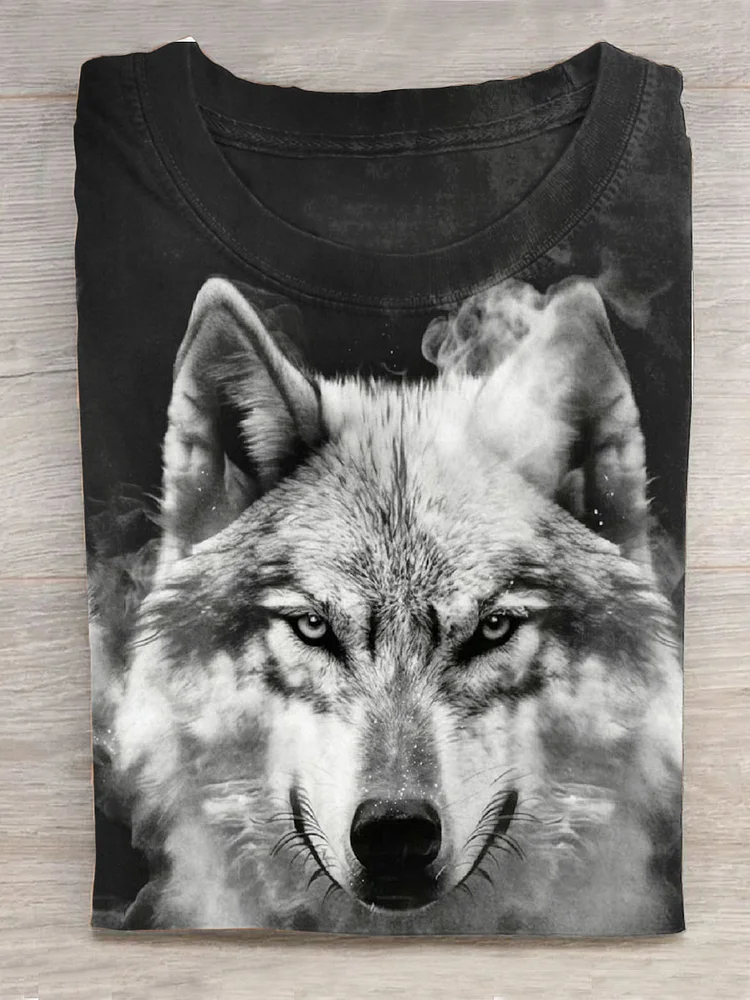 Cool Wolf Animal Art Print Design T-shirt