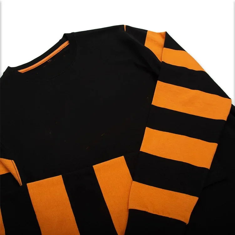 Retro Black And Yellow Striped Letter Print Sweatshirt