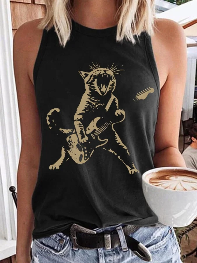 Women's Funny Rock Cat Vest