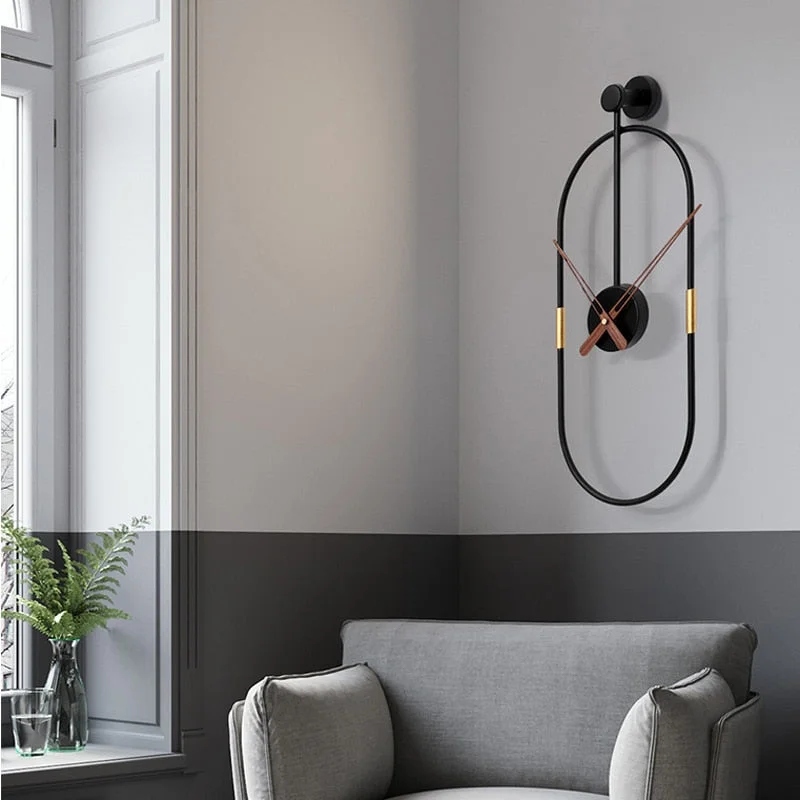 Creative Metal Wall Clock Modern Design Minimalist Style Iron Art Wall Clock for Living Room Wall Watch Home Decor 38x14 cm