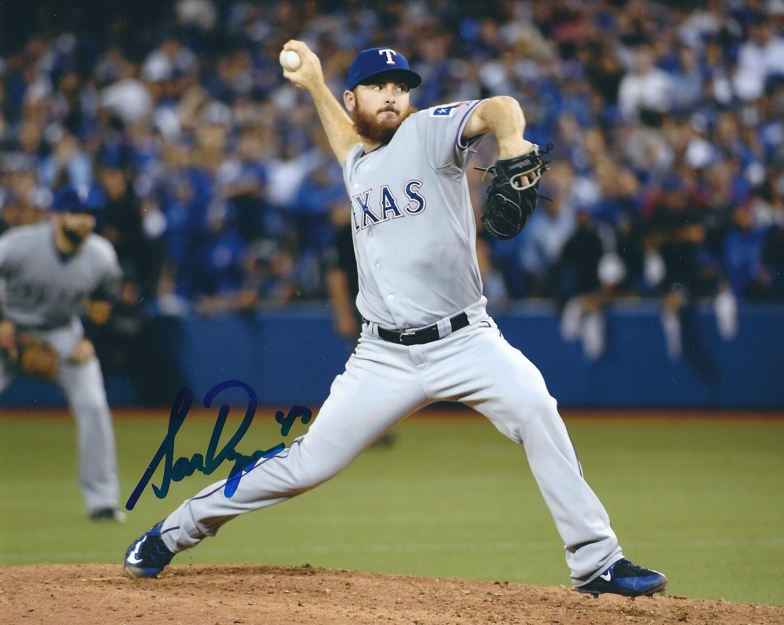 Signed 8x10 SAM DYSON Texas Rangers Autographed Photo Poster painting- COA