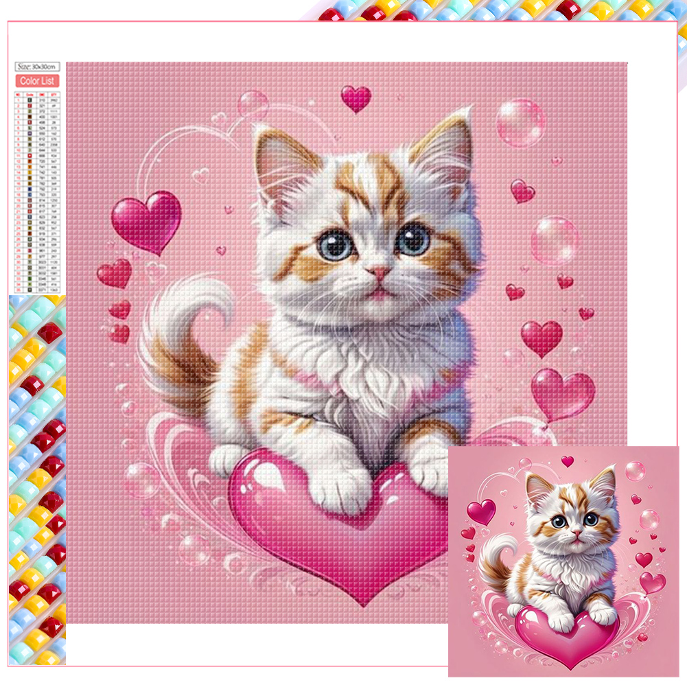 Valentine's Day Love Cat 30*30CM (Canvas) Full Square Drill Diamond Painting gbfke