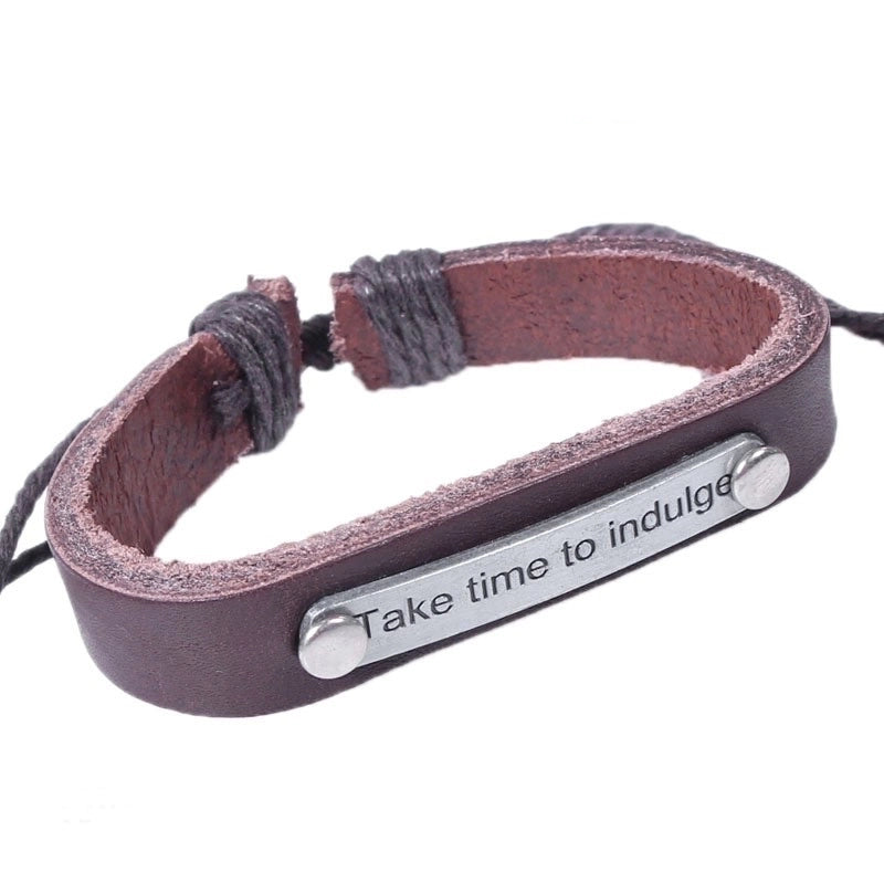 Minimalist Cross Letter Alloy Leather Alloy Men's Bracelets