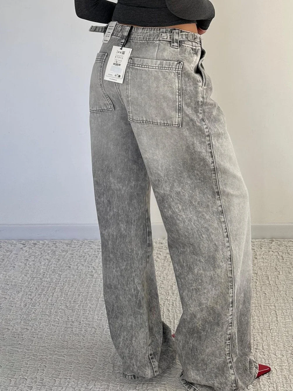 Athvotar Athvotar Low-Rise Old Denim Trousers Street Retro Washing Wide Legs Jeans Female Sense