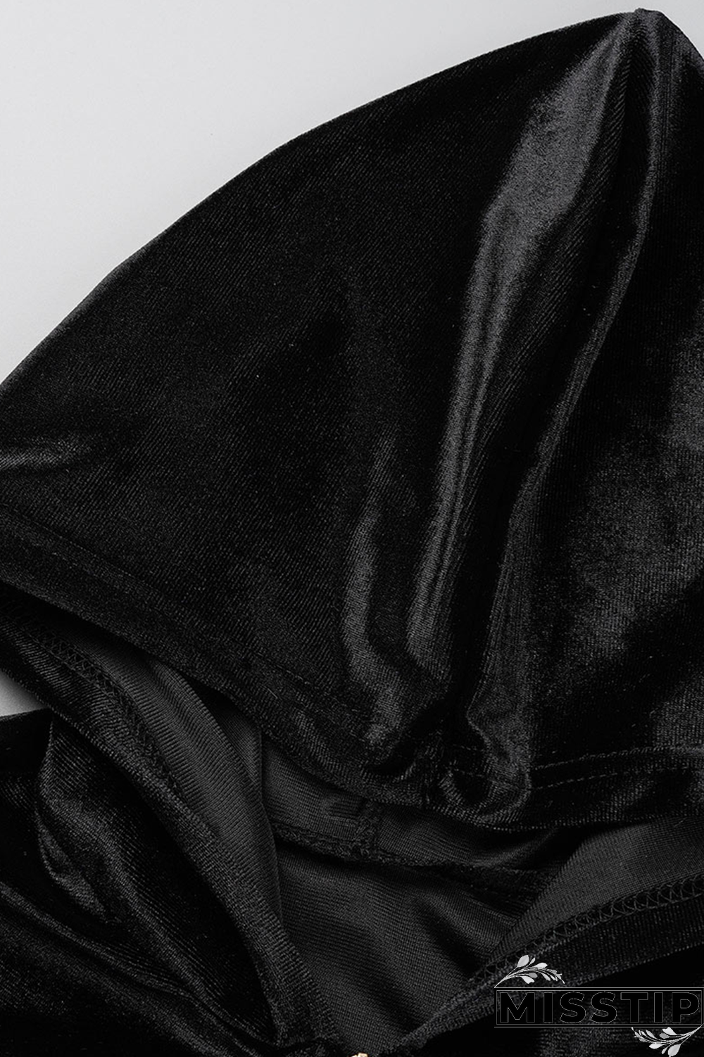 Black Street Solid Fold Hooded Collar Long Sleeve Two Pieces