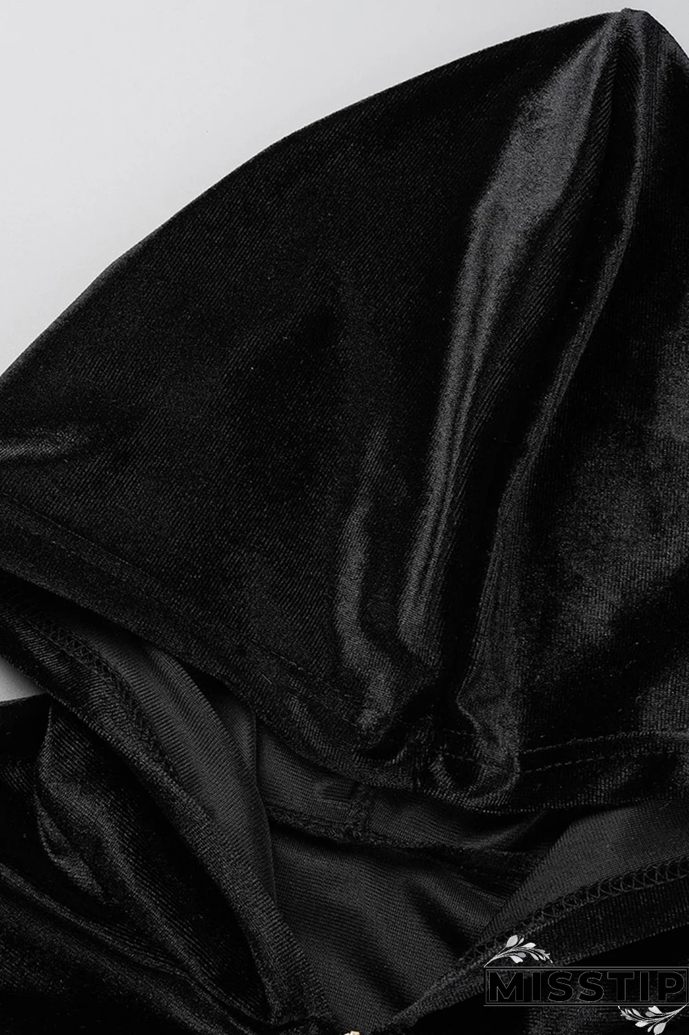 Black Street Solid Fold Hooded Collar Long Sleeve Two Pieces