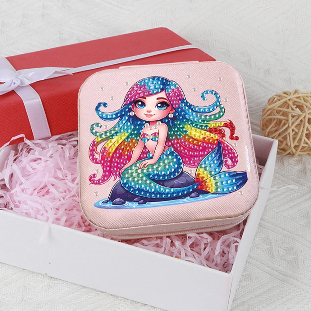 5D DIY Mermaid Special Shape Diamond Painting Jewelry Box for Art Crafts