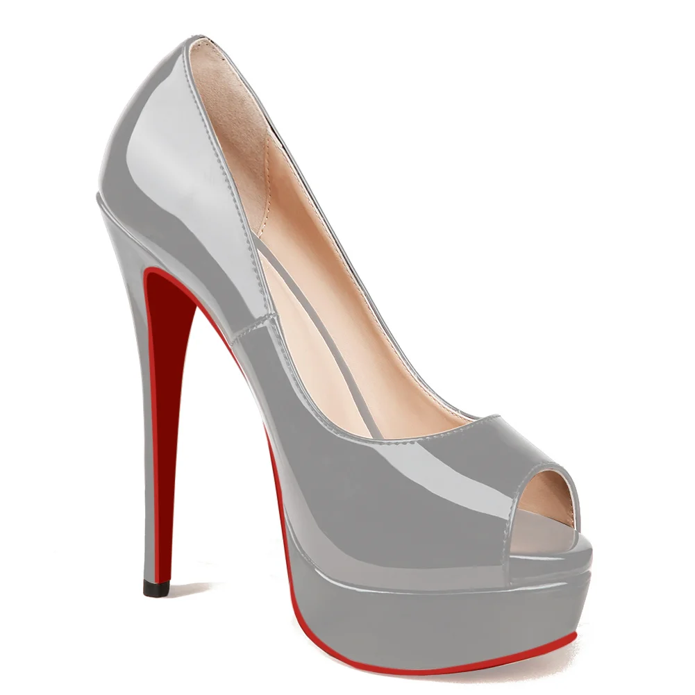 150mm Red Bottom Sky High Platform Pumps Women High Heels-MERUMOTE