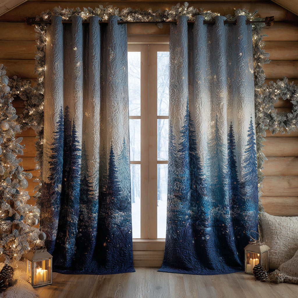 Woodland Retreat Printed Quilted  Curtains NCU0DV8555