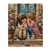Garden Steps Girls - Pearls Painting