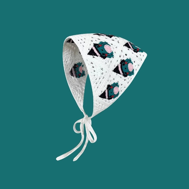French Retro Turban Women’s Triangle Scarf Hair Belt Spring And Summer Travel Sweet Cute Handmade Crochet Artistic Style Baotou Hat