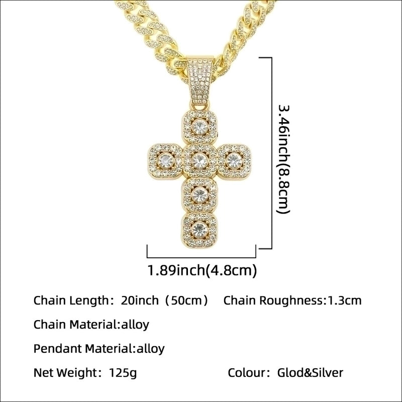 Hip-hop Cross Alloy Inlay Rhinestones Men’s Pendant Necklace Necklace Pendant