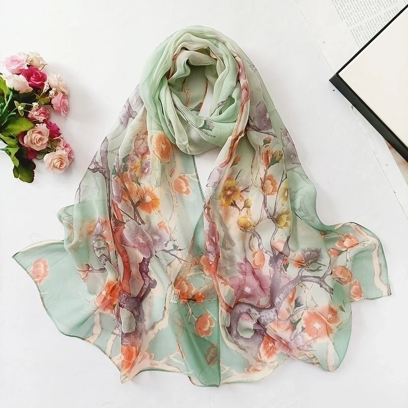 Women’s Sweet Flower Georgette Silk Scarves