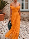 Off-The-Shoulder Solid Color Maxi Dress
