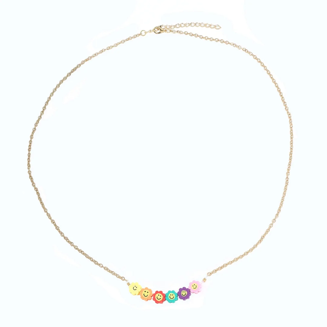 Dvacaman Bohemian Colorful Daisy Flowers Beaded Choker Necklace Korean Cute Statement Clavicle Necklace for Women Summer Jewelry
