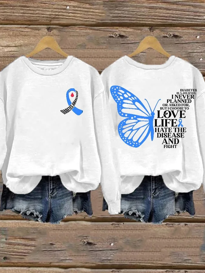 Women's Diabetes Awareness Printed Sweatshirt socialshop